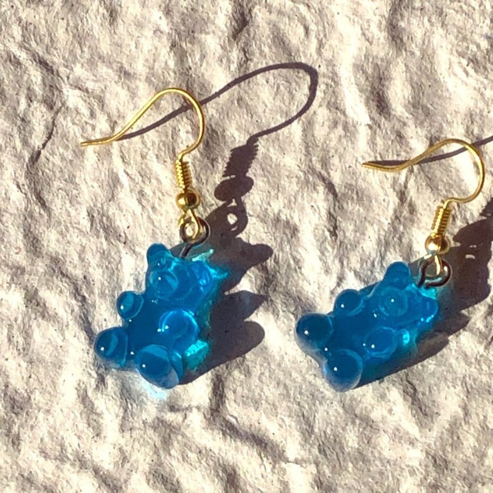 Blue gummy bear earrings